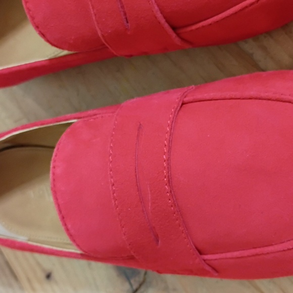 J Crew Red Leather/Suede Slip On Penny Loafers Size 8 NEW - Picture 11 of 11